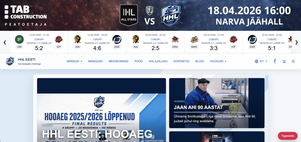 Uueks hooajaks käivitame HHL-i veebilehe uue versiooni
